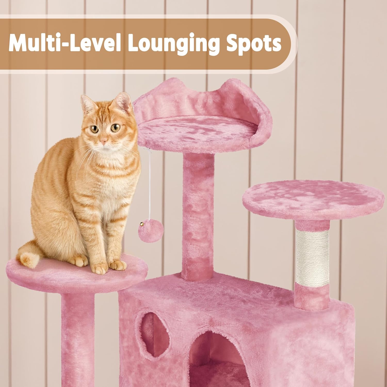 Thumbnail 6 de Yaheetech YT-00115974-62 Cat Tree Tower, 62-Inch, Double Condo, Pink