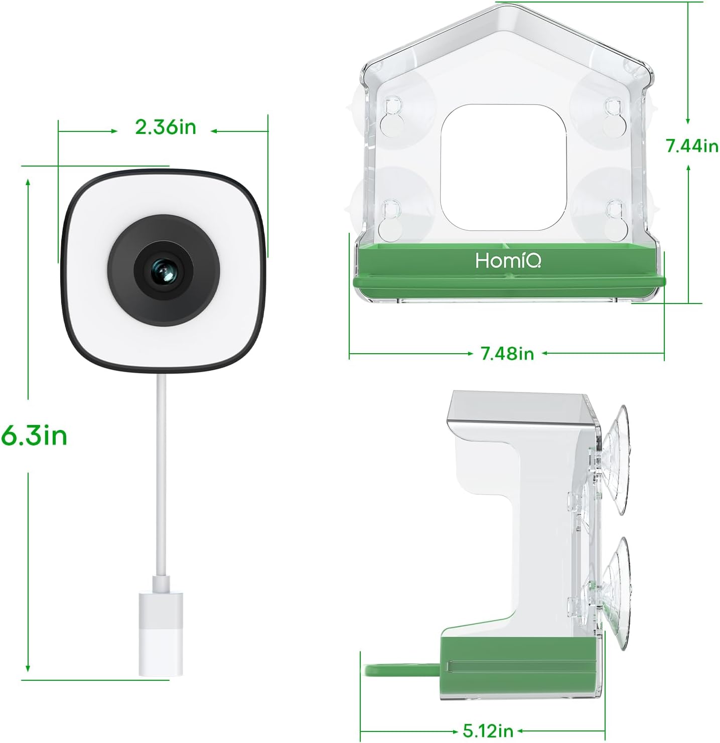 Thumbnail 3 de HomiQ Smart Window Bird Feeder with 2K HD Camera – AI Species Identification