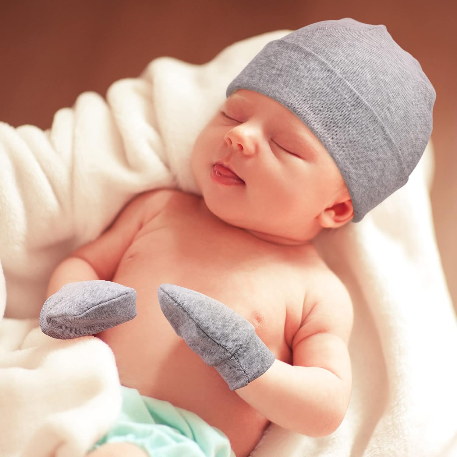 Thumbnail 3 de DRESHOW Newborn Beanie Hat and Gloves 0-6m