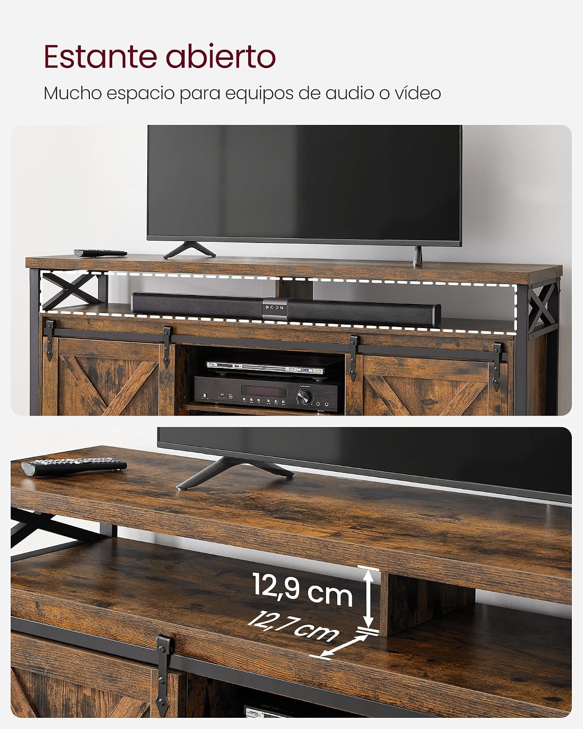 Thumbnail 2 de VASAGLE LTV071B01V1: Mueble TV Rústico con Estantes y Puertas 🚪