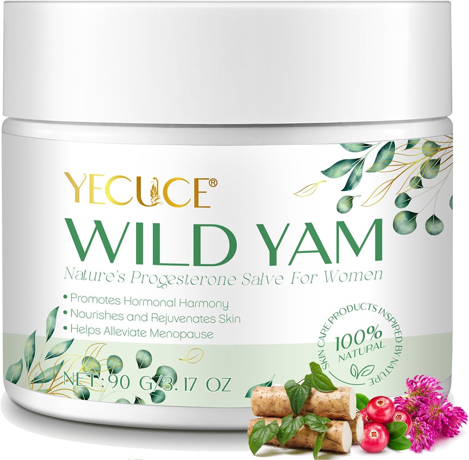 Detalle de RoongDuuDll Wild Yam-crème voor vrouwen, 90 ml, snel intrekkend