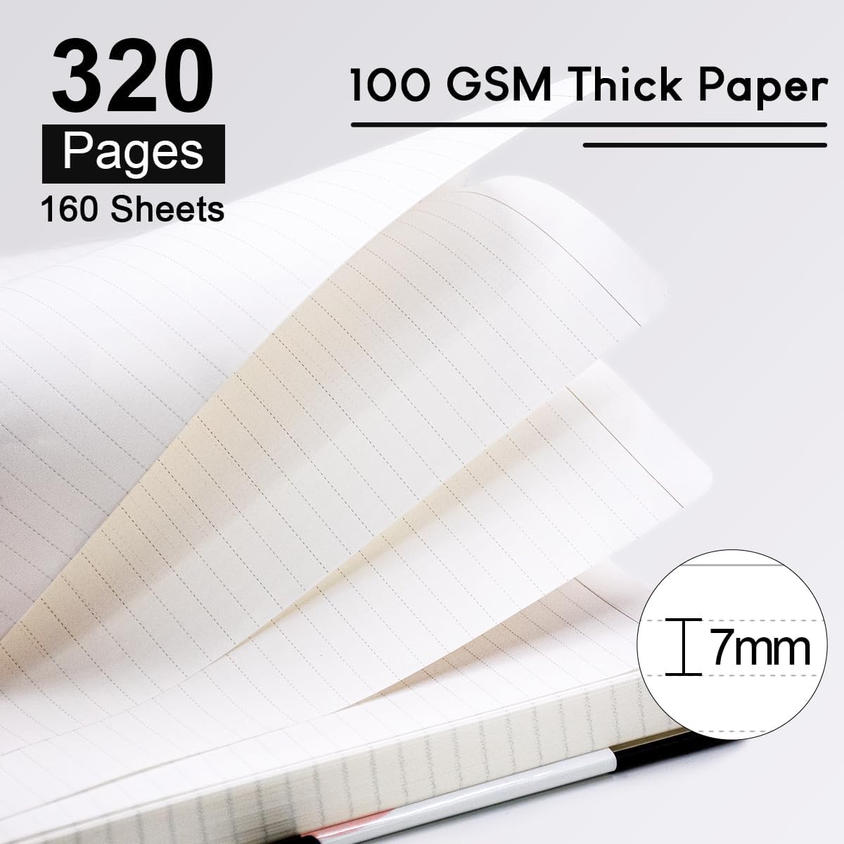 Detalle de STATIONERY ISLAND B5 liniertes Notizbuch (320 Seiten) Hardcover in Dunkelblau