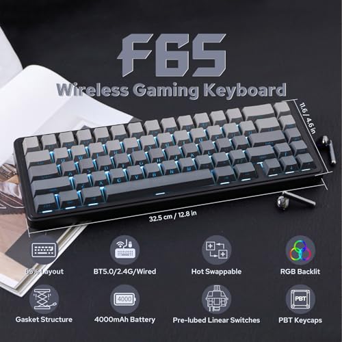 Detalle de EPOMAKER x Aula F65: Teclado gaming mecánico inalámbrico 65% compacto