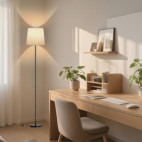 Detalle de SIBRILLE Lampada da Terra Salotto 9W con Telecomando e Pedale - LED E27, 3000K–6000K, Paralume in Lino