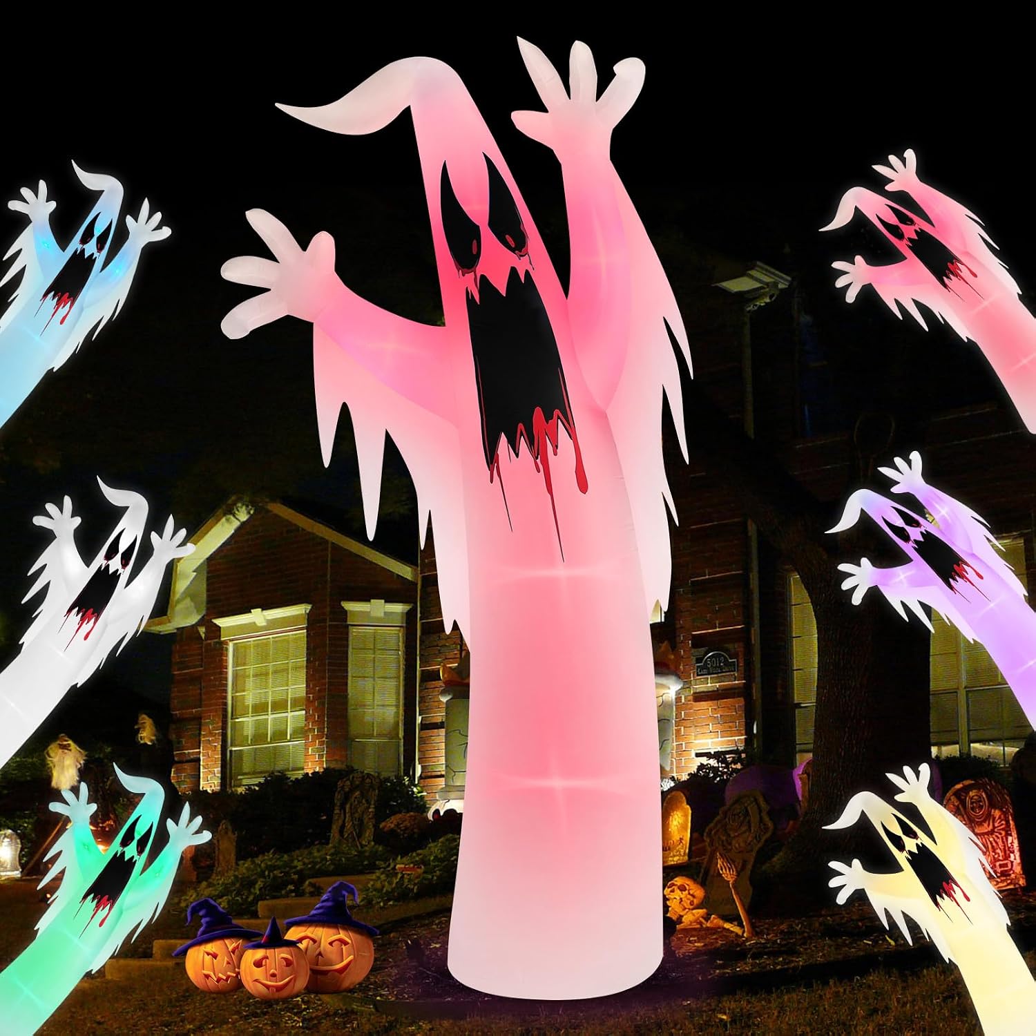 Detalle de Danxilu opblaasbare Halloween-geest van 2,4 m met kleurwisselende leds