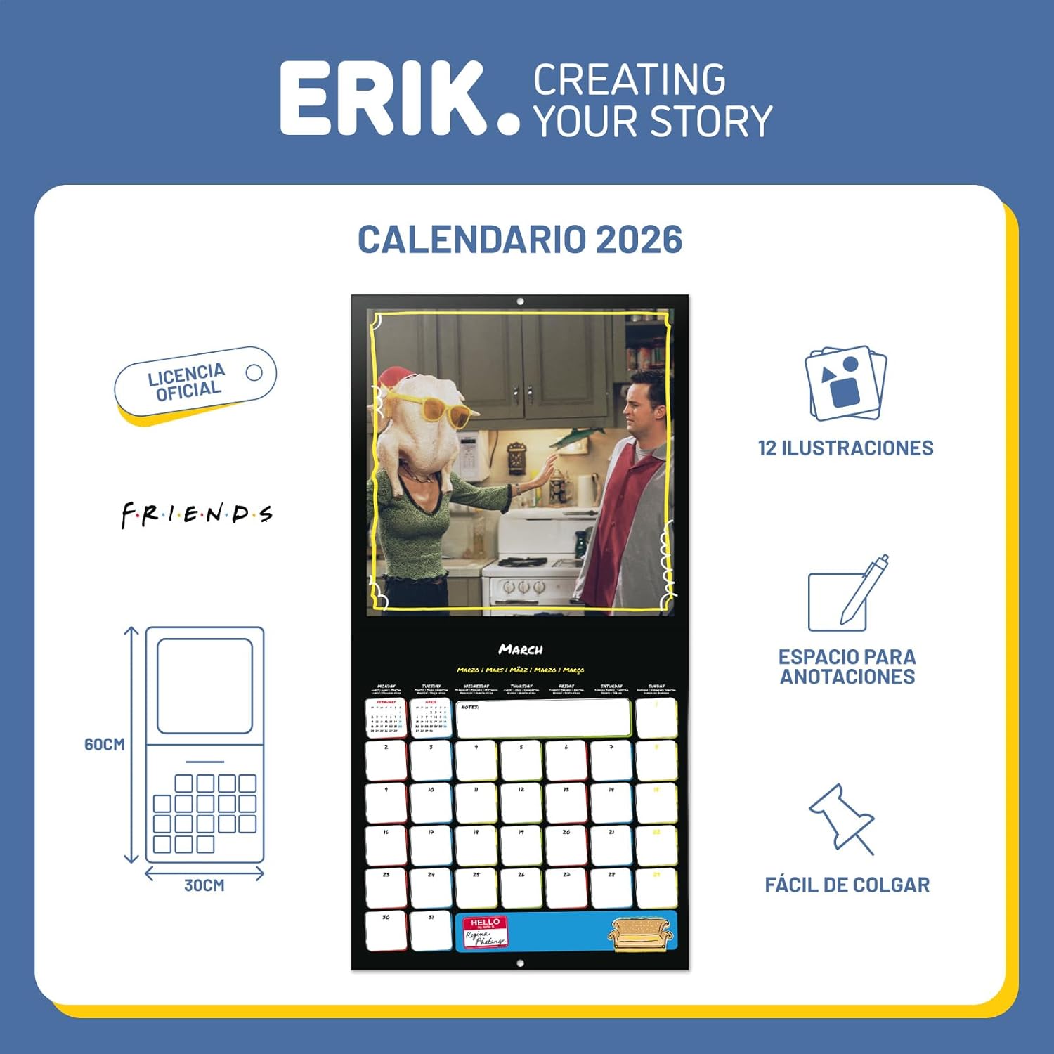 Thumbnail 2 de Grupo Erik Calendario 2026 pared 30x30 cm 📅