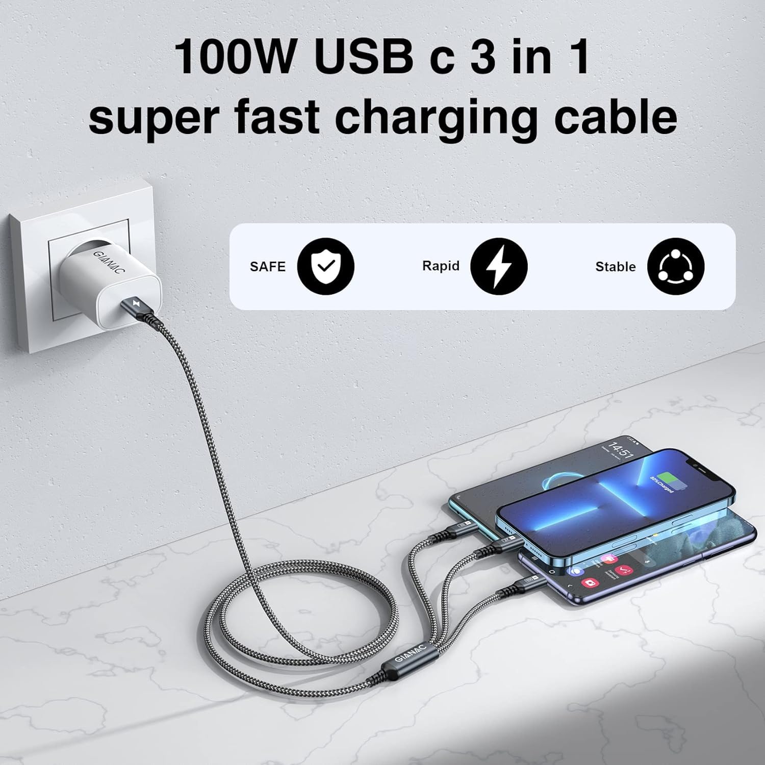 Thumbnail 1 de GIANAC 100W Multi USB-C Kabel 1,2m 🔌