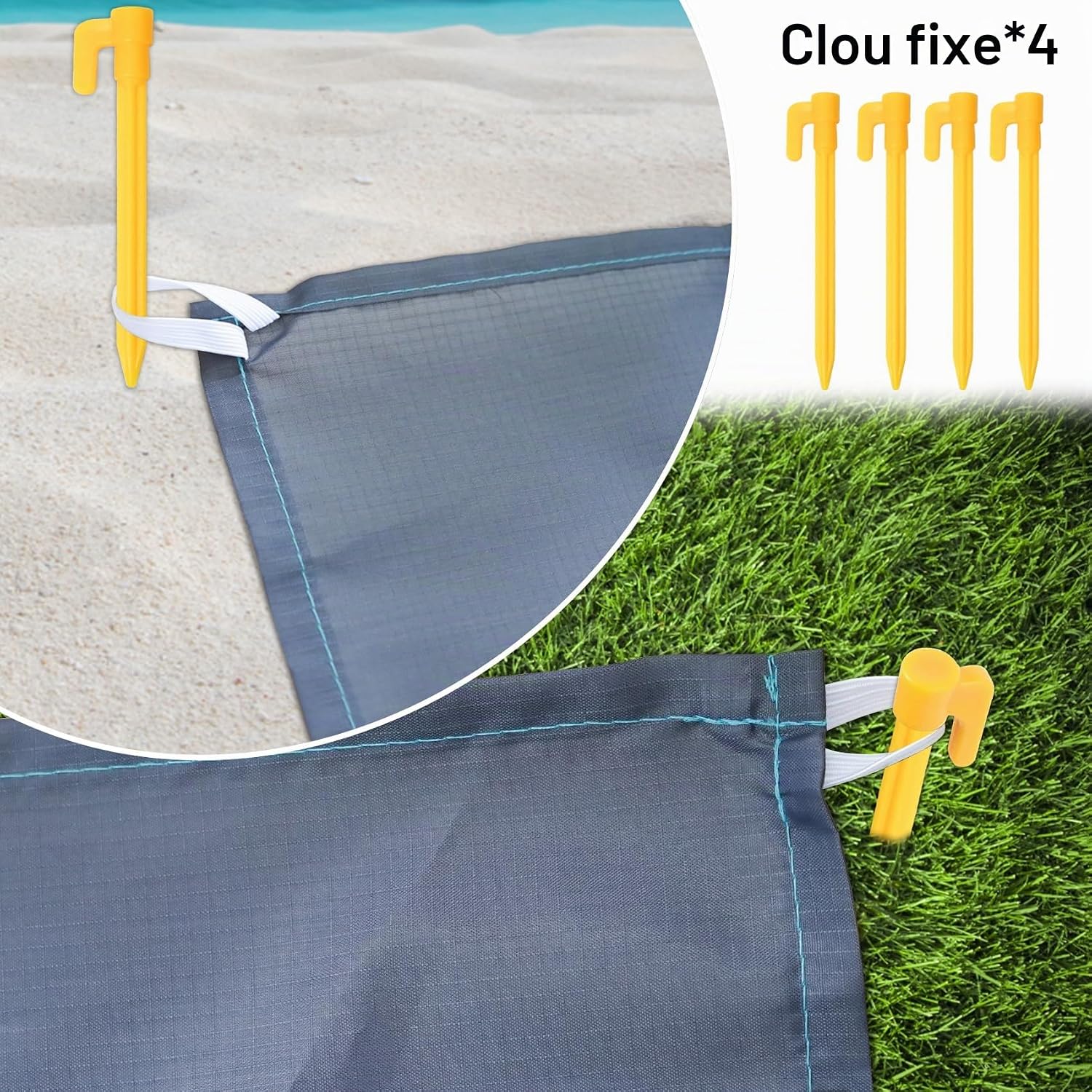 Detalle 2 de Gigmeta GM-STD-140 strandmat van nylon, 200 x 140 cm, water- en zandbestendig