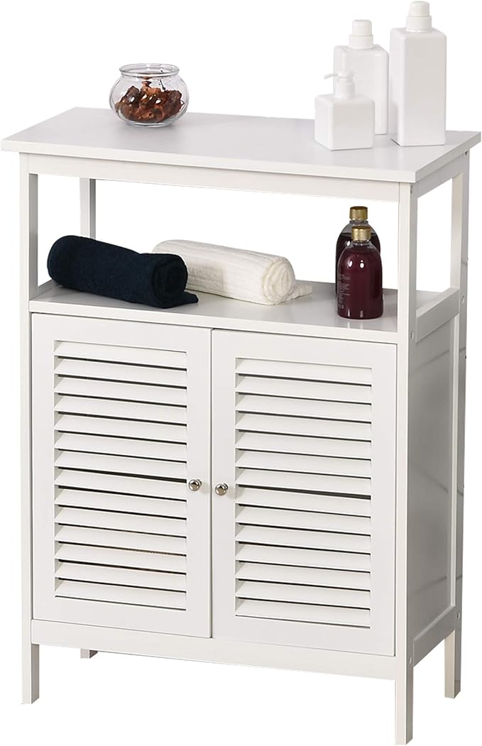 Detalle de kleankin Armario Auxiliar de Baño 2 Puertas de Persianas 🗄