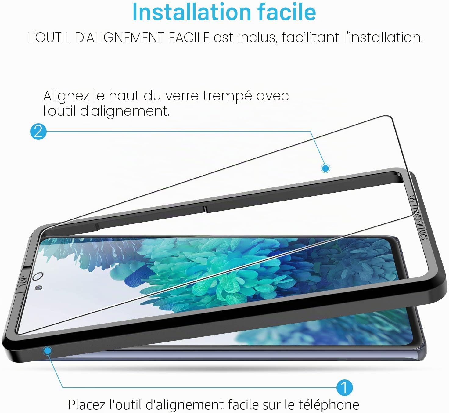Detalle de LK 3+3 Verre Trempé Compatible Samsung Galaxy S20 FE – 3 protections écran et 3 protecteurs caméra avec cadre d’installation