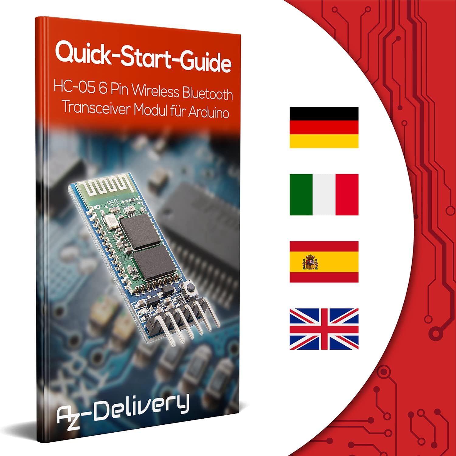 Thumbnail 5 de AZDelivery lot de 5 modules Bluetooth HC-05 / HC-06 (émetteur-récepteur) avec LED d’état, mode AT et E-Book