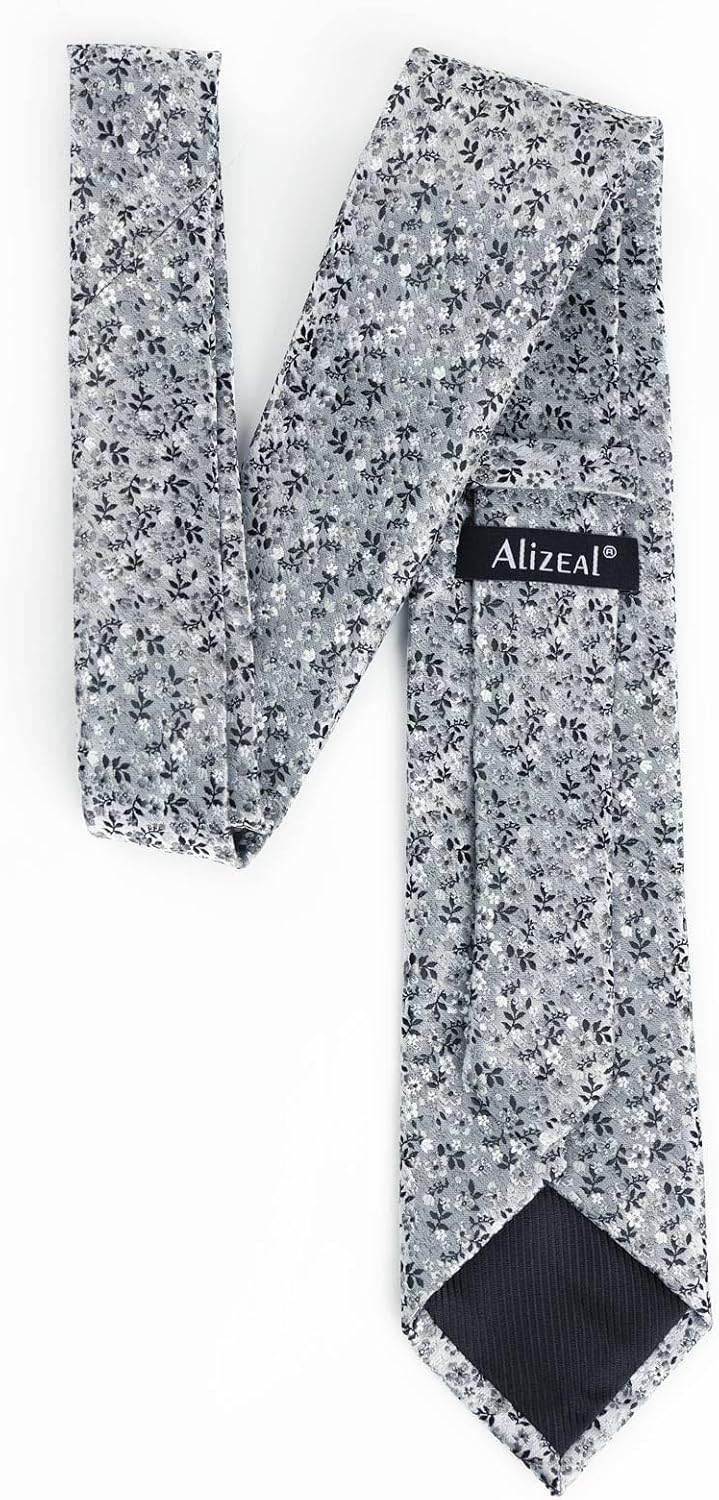 Detalle 2 de Alizeal Floral Tie Set 8cm with Pocket Square