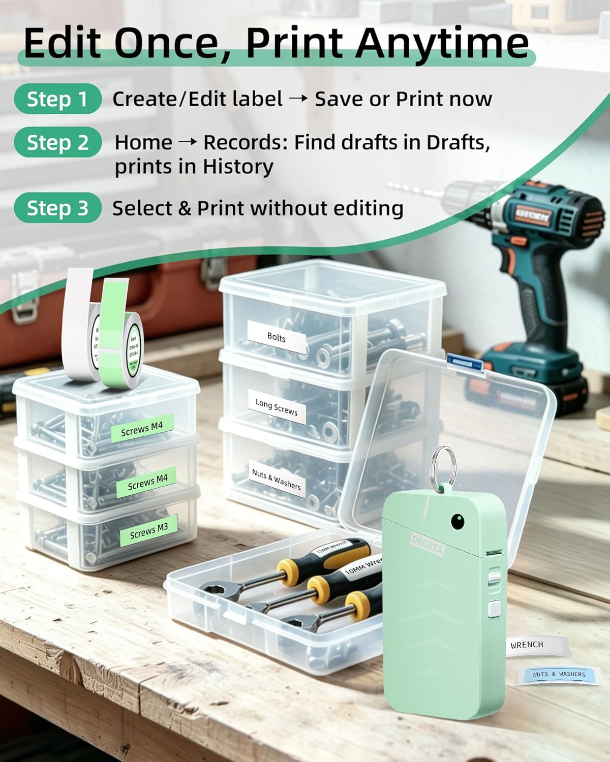 Thumbnail 6 de ORGSTA Label Maker Machine 2000 mAh Bluetooth