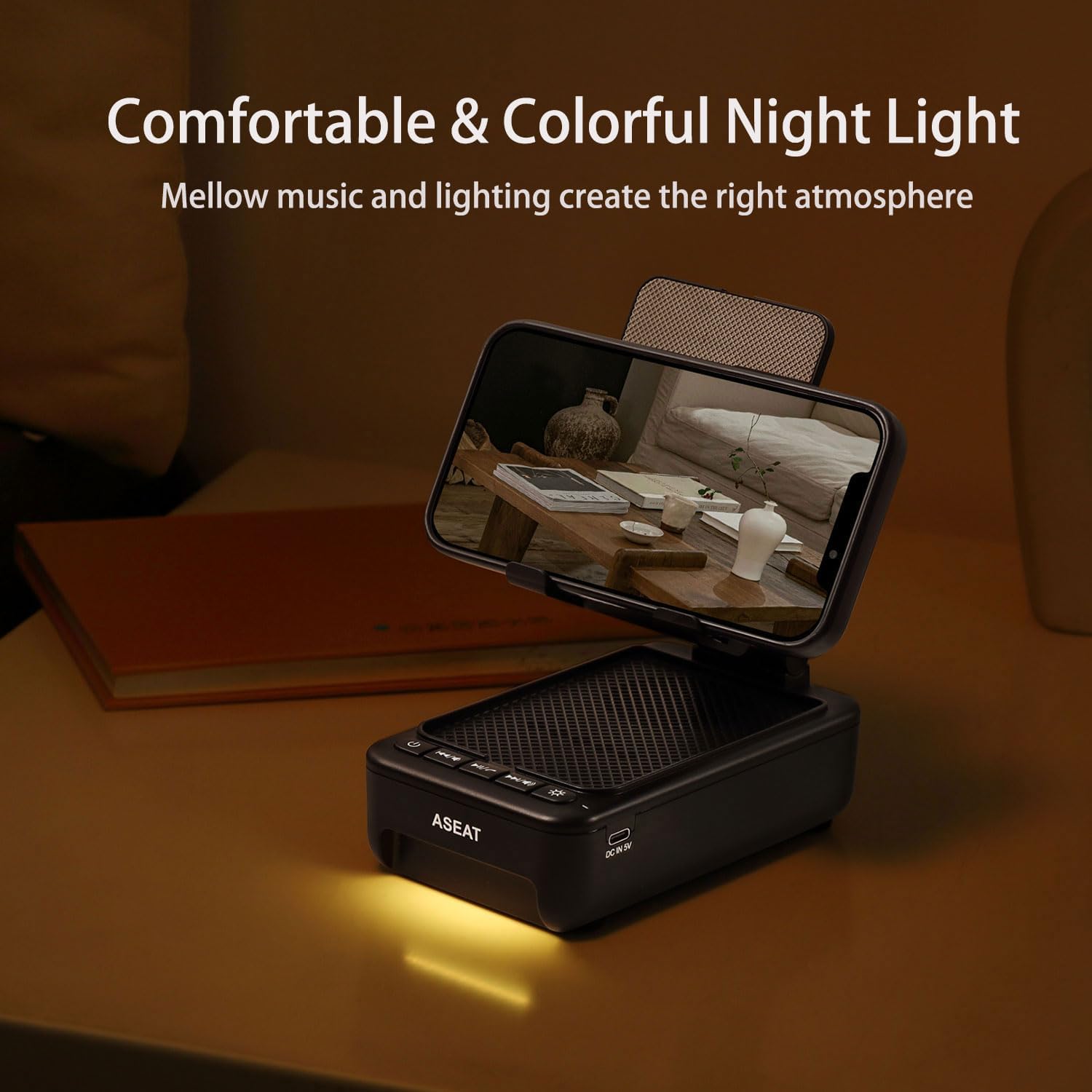 Thumbnail 3 de ASEAT Gifts for Men Him Cell Phone Stand with Bluetooth Speaker & Color-Changing LED Light