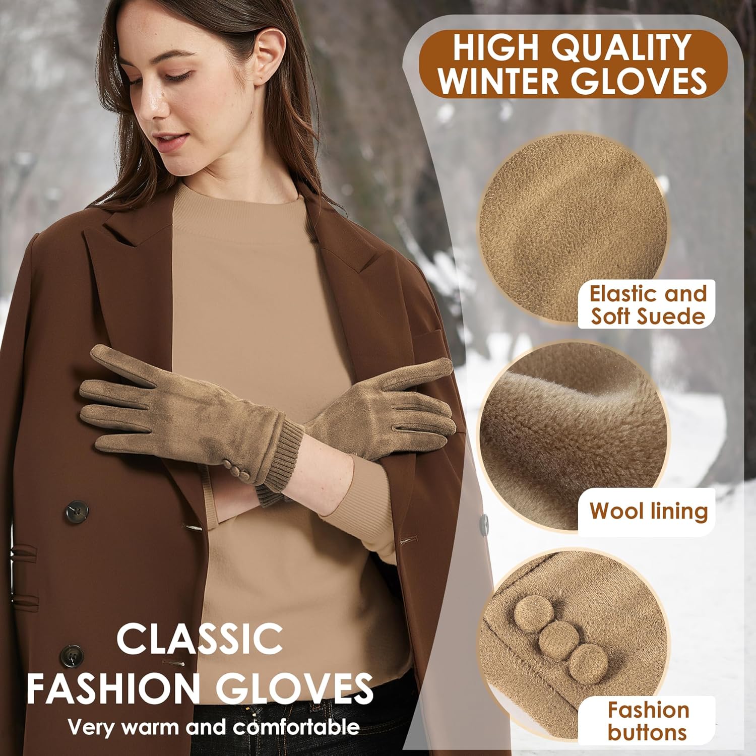 Detalle 2 de Dsane Women's Winter Touchscreen Texting Gloves