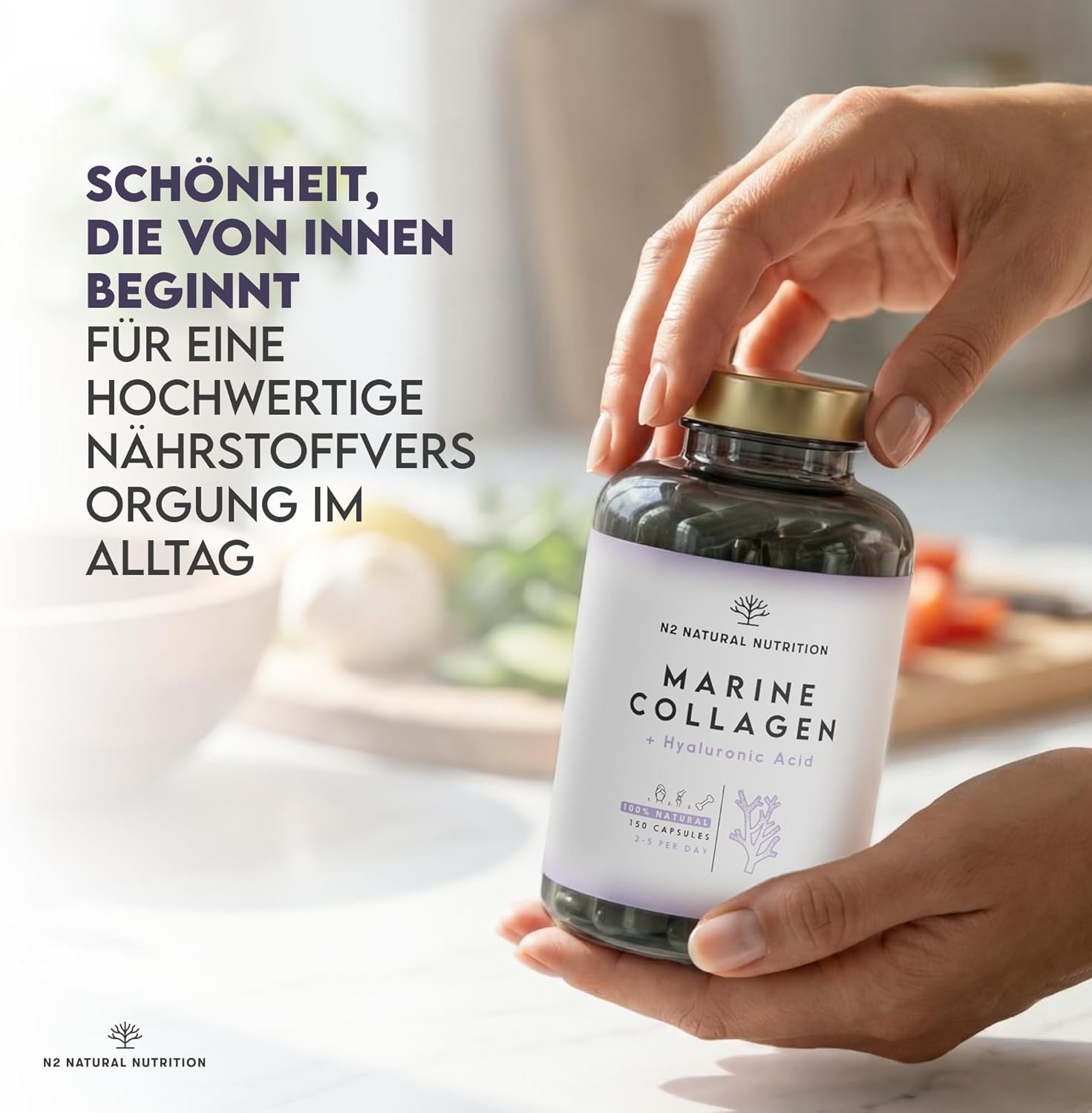 Thumbnail 3 de N2 Natural Nutrition Kollagen Kapseln (150 Stück) mit Vitamin C, Hyaluron & Magnesium