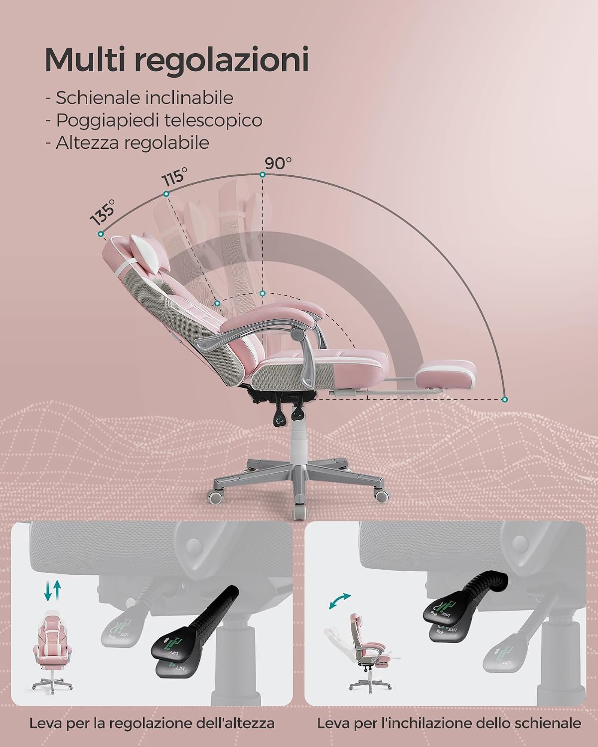 Detalle 2 de SONGMICS Sedia da ufficio 150 kg 💺