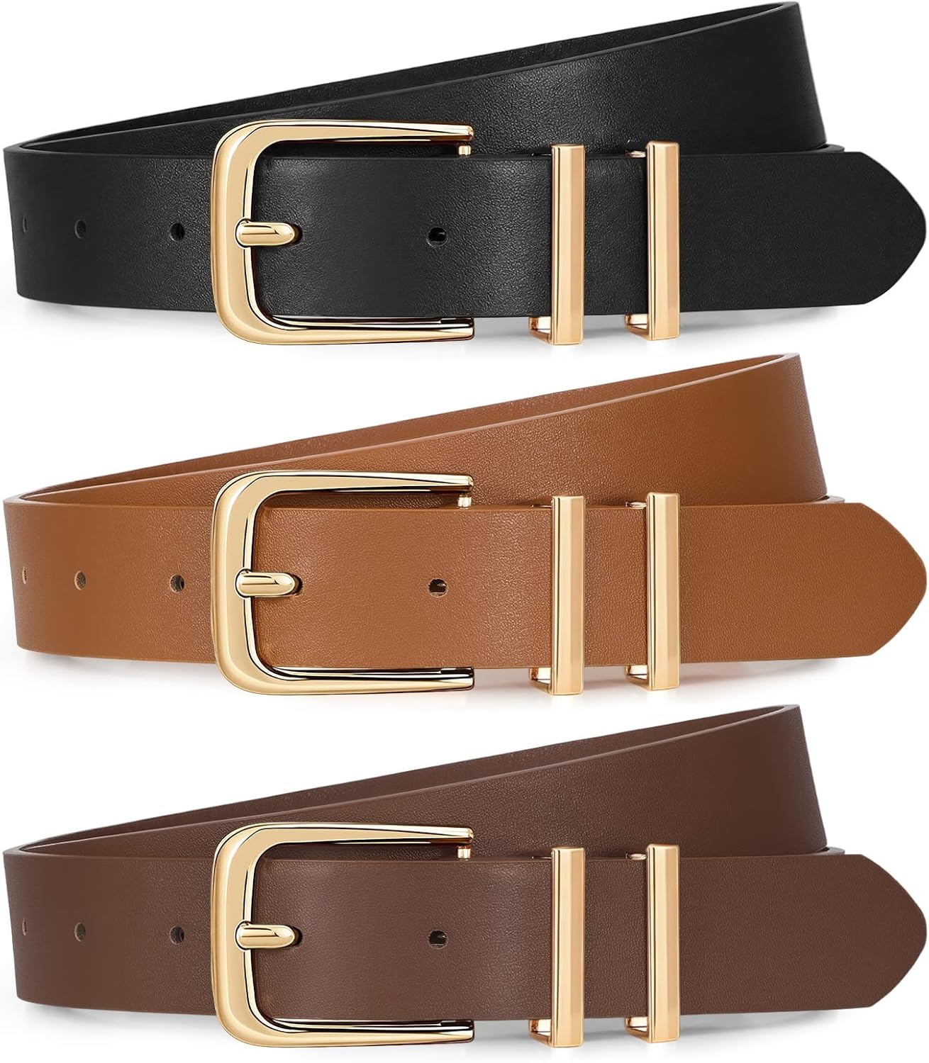 Detalle de XZQTIVE Women's Leather Belts, 3-Pack
