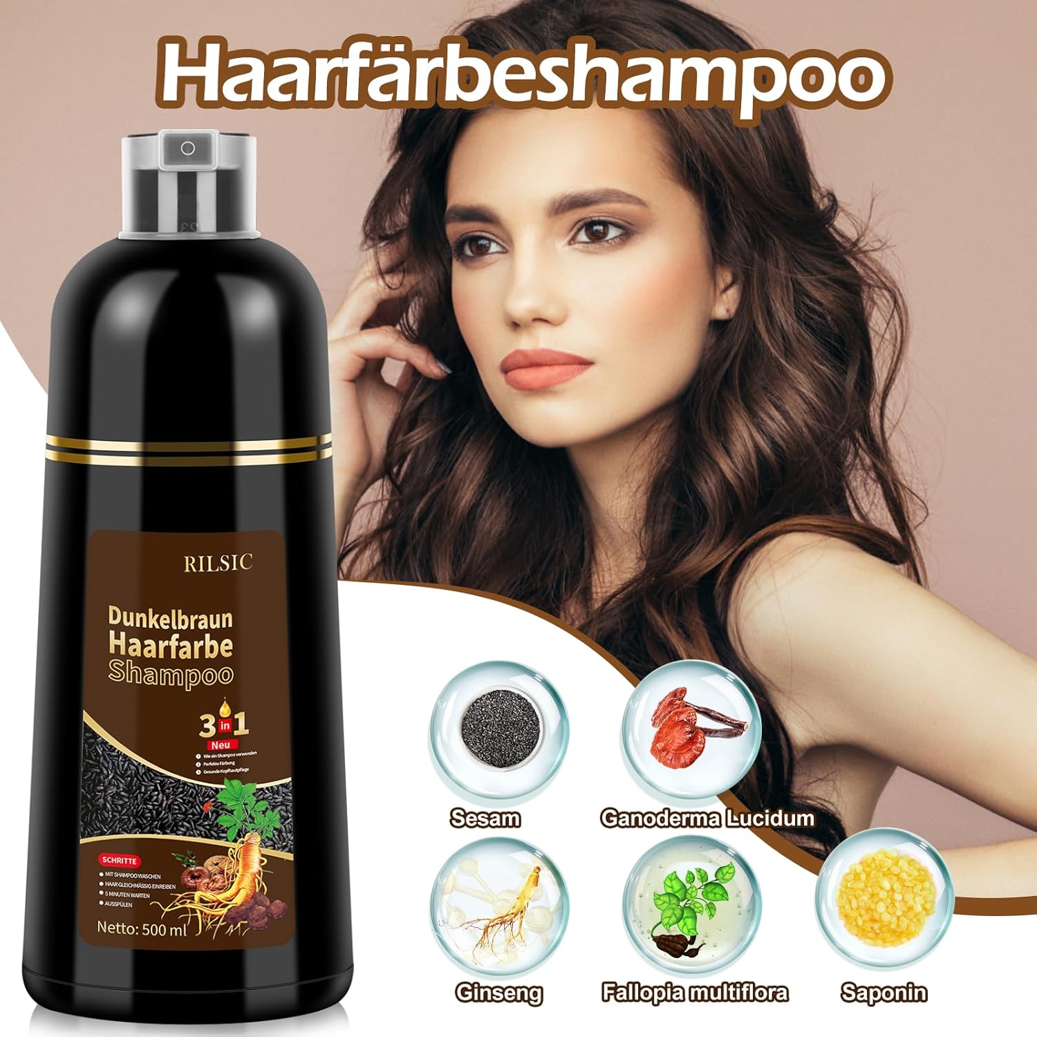 Thumbnail 4 de Haarfärbeshampoo Braun 3-in-1 Shine Braun 500 ml