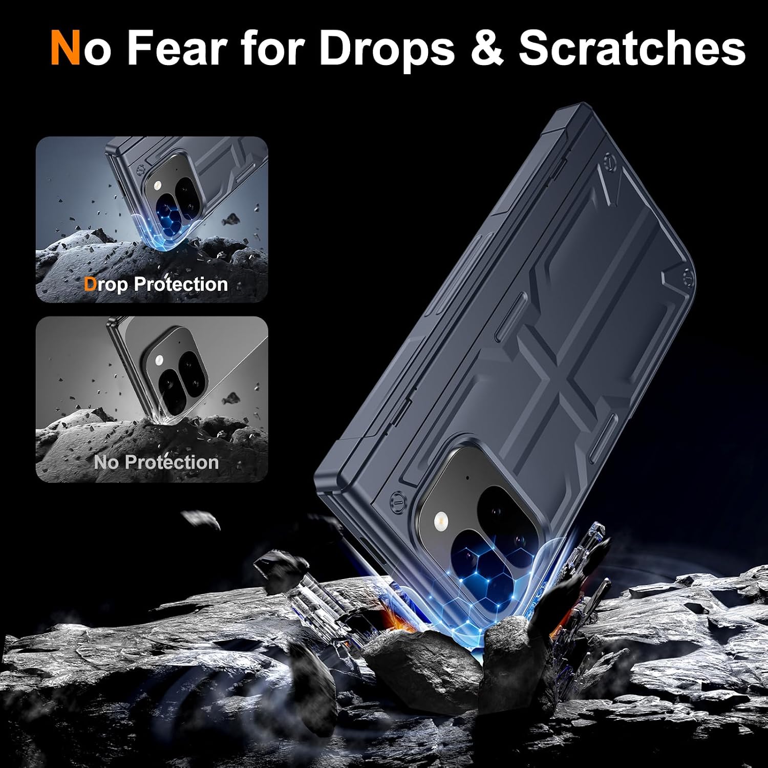 Thumbnail 4 de Kaiiecal Thin Hinge Stand Case for Google Pixel 9 Pro Fold with Privacy Protector (Blue)