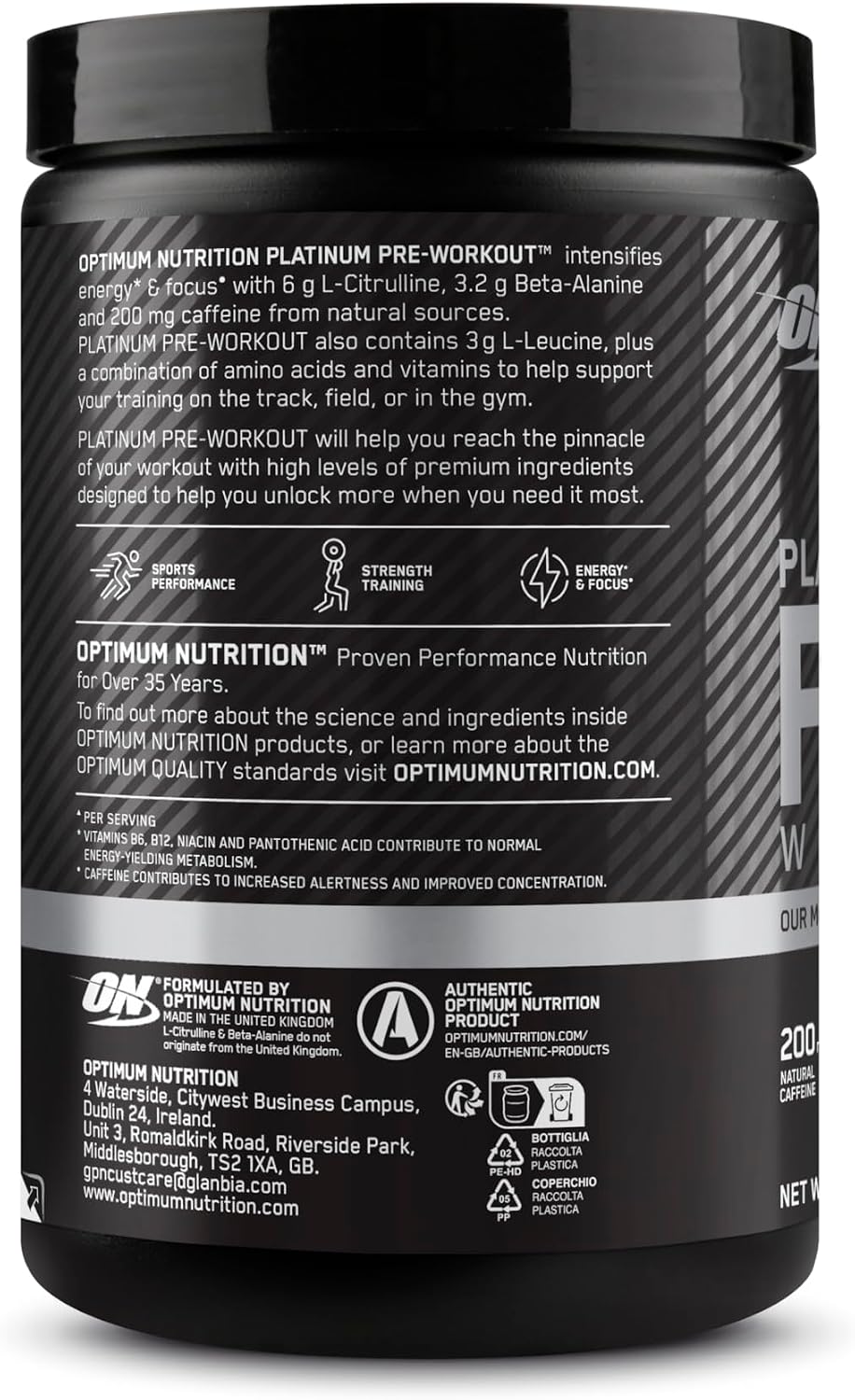 Thumbnail 4 de Optimum Nutrition ON Platinum PUMP Senza Caffeina