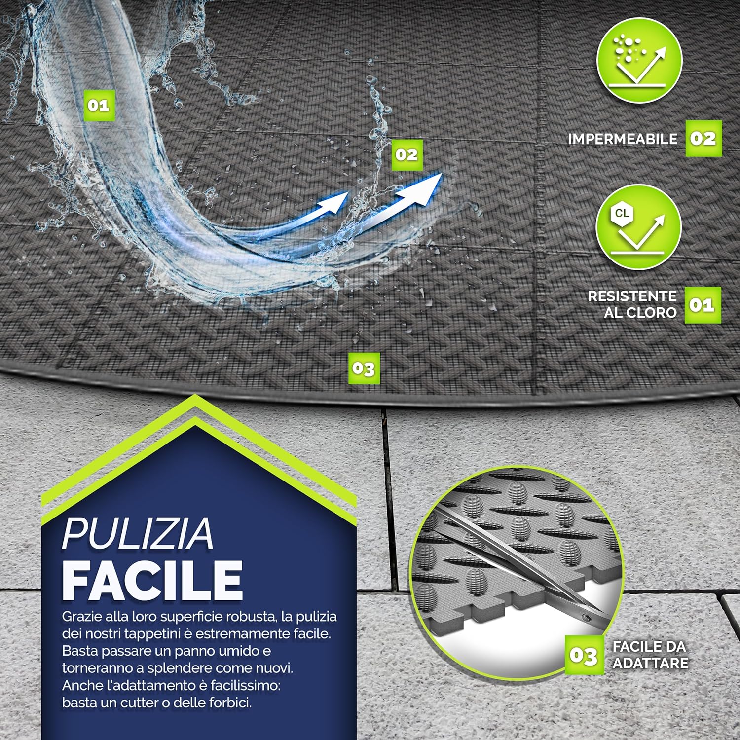 Thumbnail 2 de tillvex Tappetino rotondo per vasca idromassaggio 240 cm | Protezione pavimento, isolamento termico ed equilibrio su superfici variegate