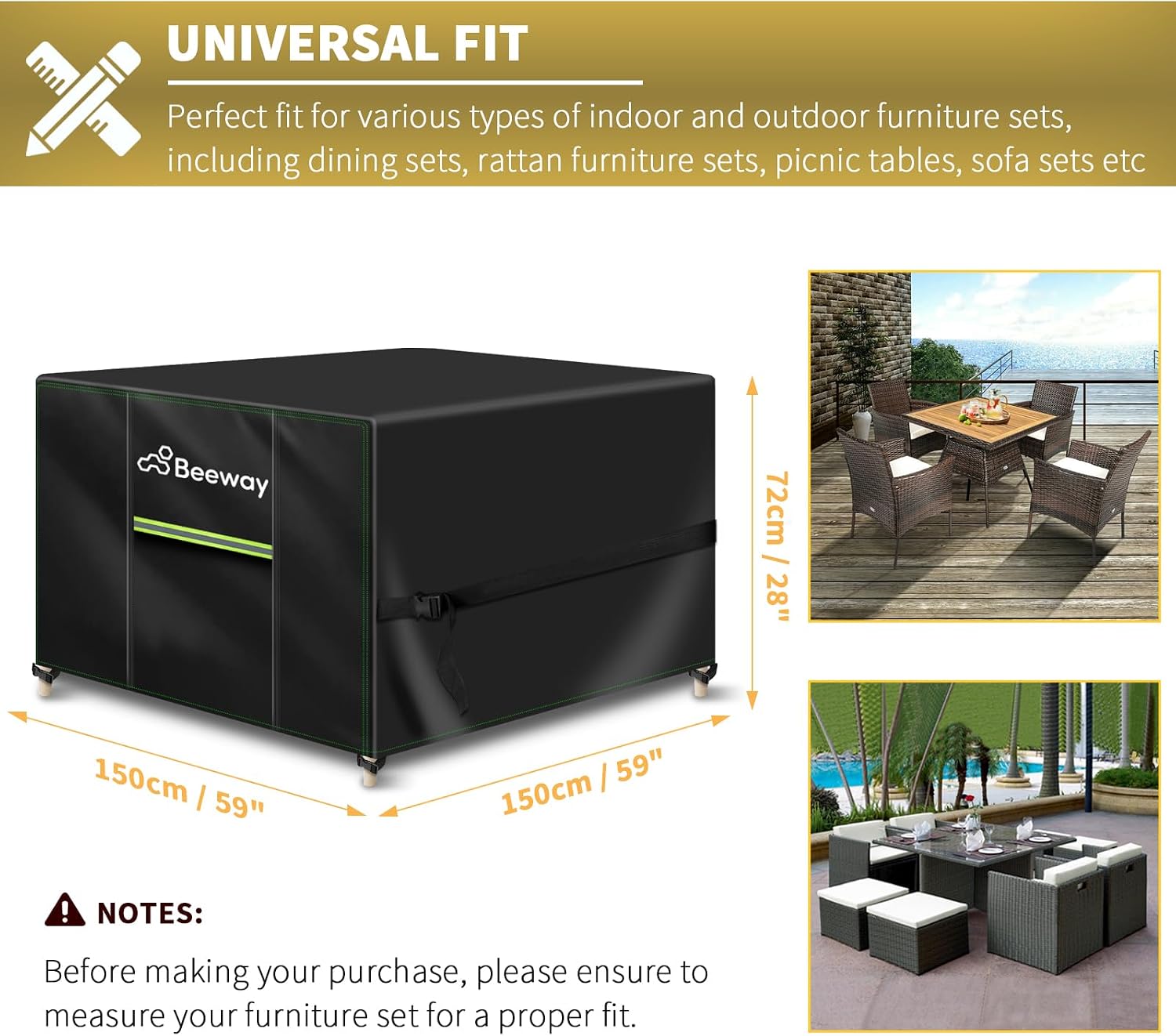 Detalle 2 de Beeway Garden Furniture Cover 150x150x72cm
