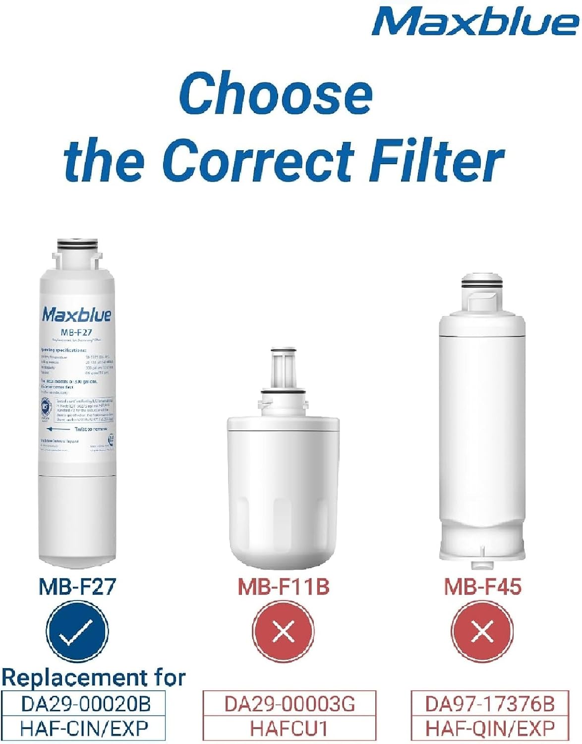 Detalle de Maxblue MB-F27 Refrigerator Water Filter, 3-Pack for DA29-00020B