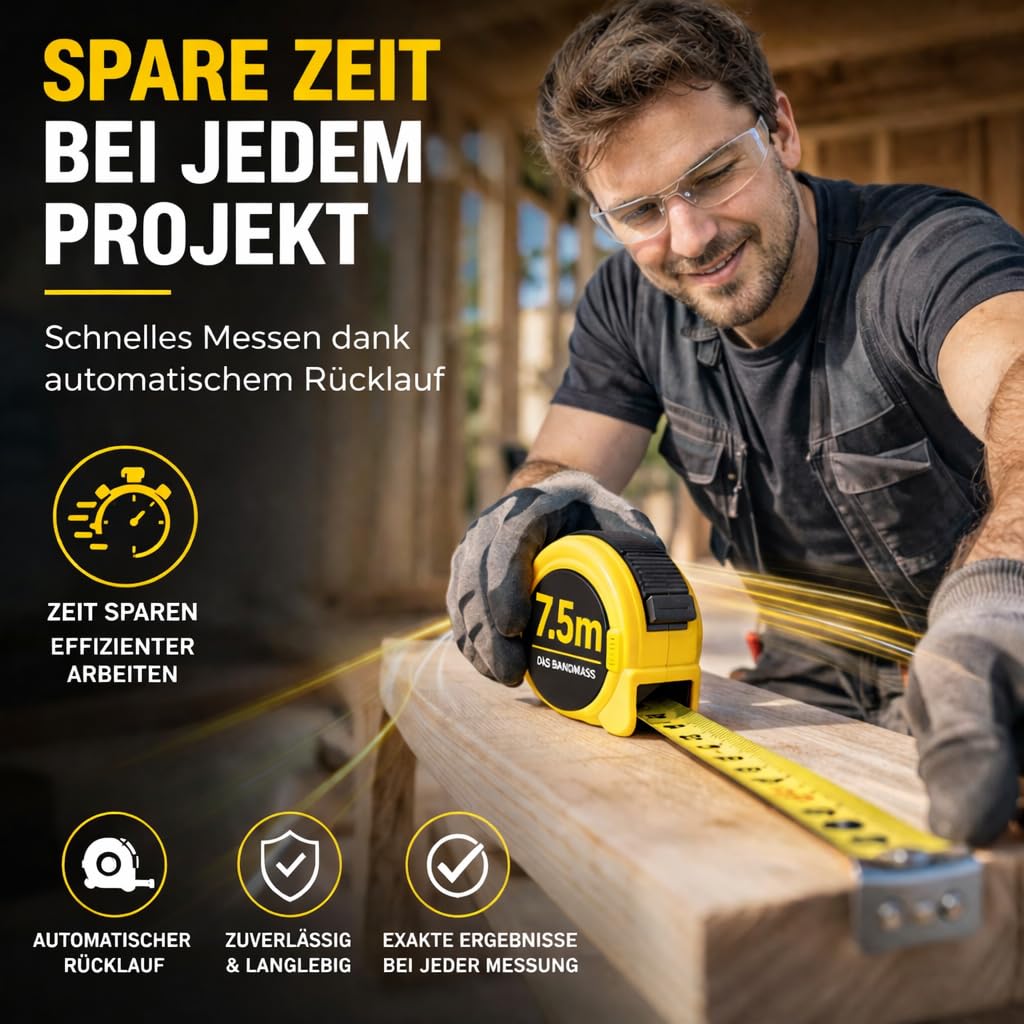 Thumbnail 1 de Bandmaß 7,5 Meter mit Halterung – robustes Rollmaßband für präzises Messen
