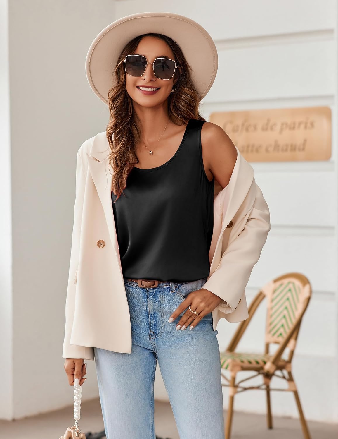 Detalle 2 de Zeagoo Silk Satin Tank Top 2026 Scoop Neck