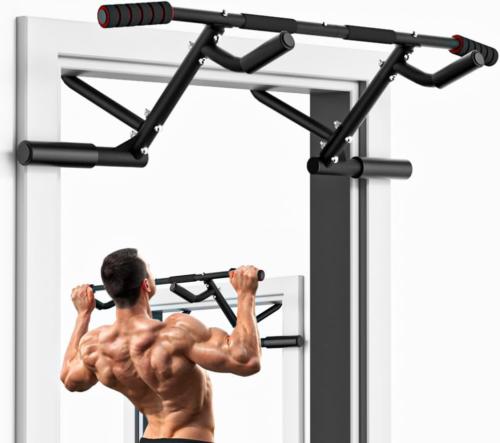 ONETWOFIT Barra per trazioni da porta con manici antiscivolo, pieghevole, carico fino a 210 kg