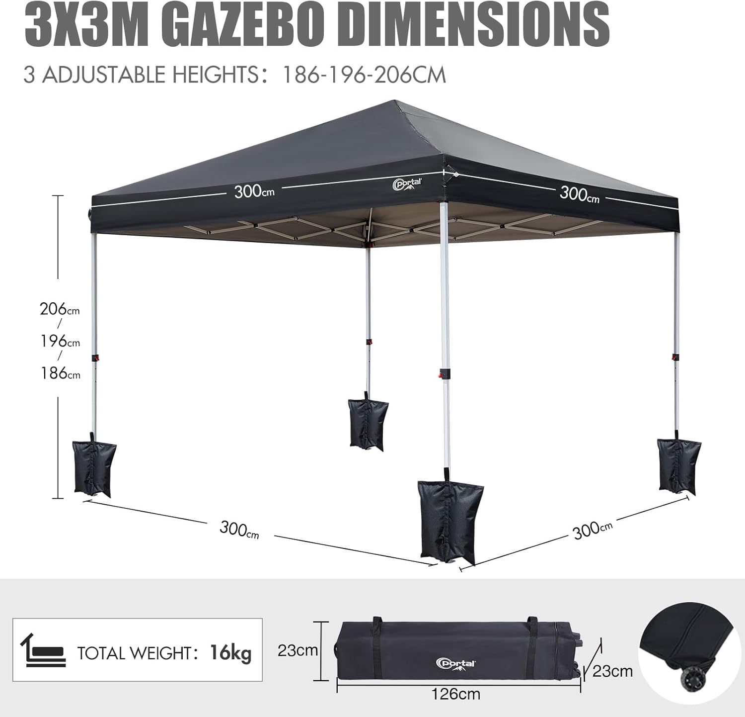 Thumbnail 5 de PORTAL Pop Up Gazebo 3m x 3m – Heavy Duty Instant Event Shelter