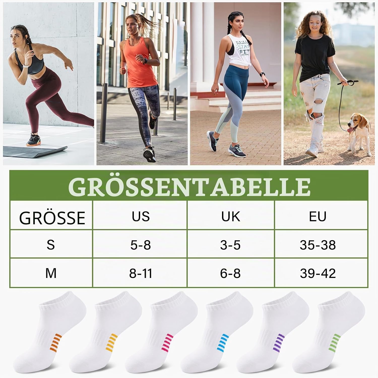 Thumbnail 6 de Effeet Bambus Sneaker Socken Damen (6/12 Paar) – atmungsaktive, gepolsterte Sportsocken für 39–42