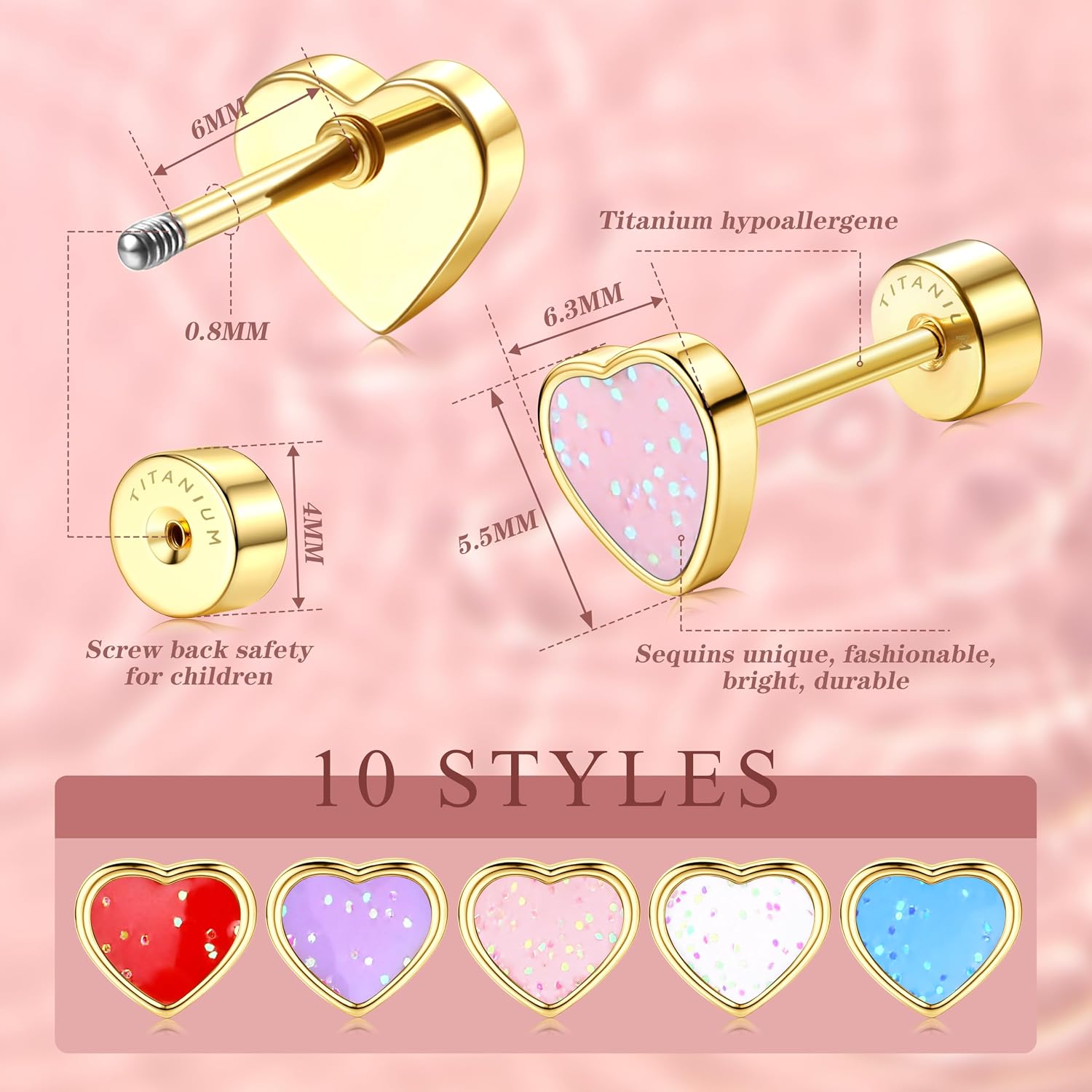 Thumbnail 4 de LOLIAS 20G Titan Herz Ohrstecker 5,5×6,3 mm