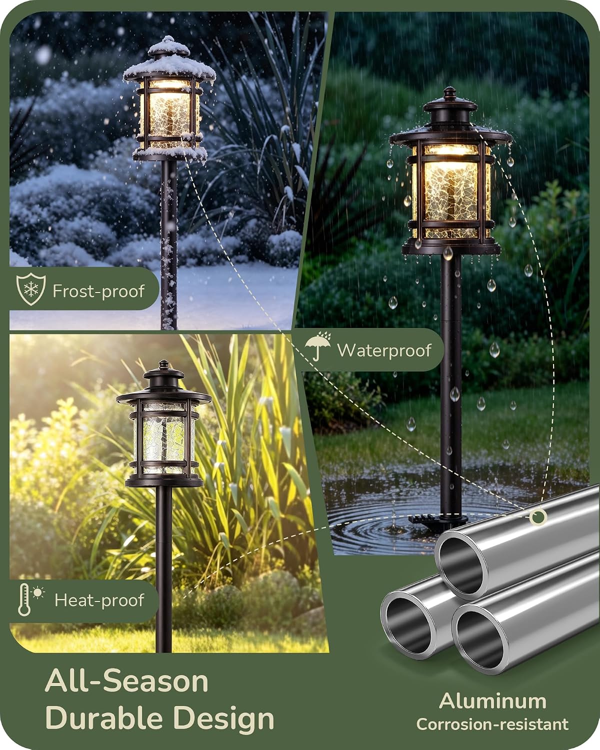 Detalle 2 de EDISHINE HLPL04G 12-Pack Low-Voltage Path Lights, 3000K LED, Hammered Glass