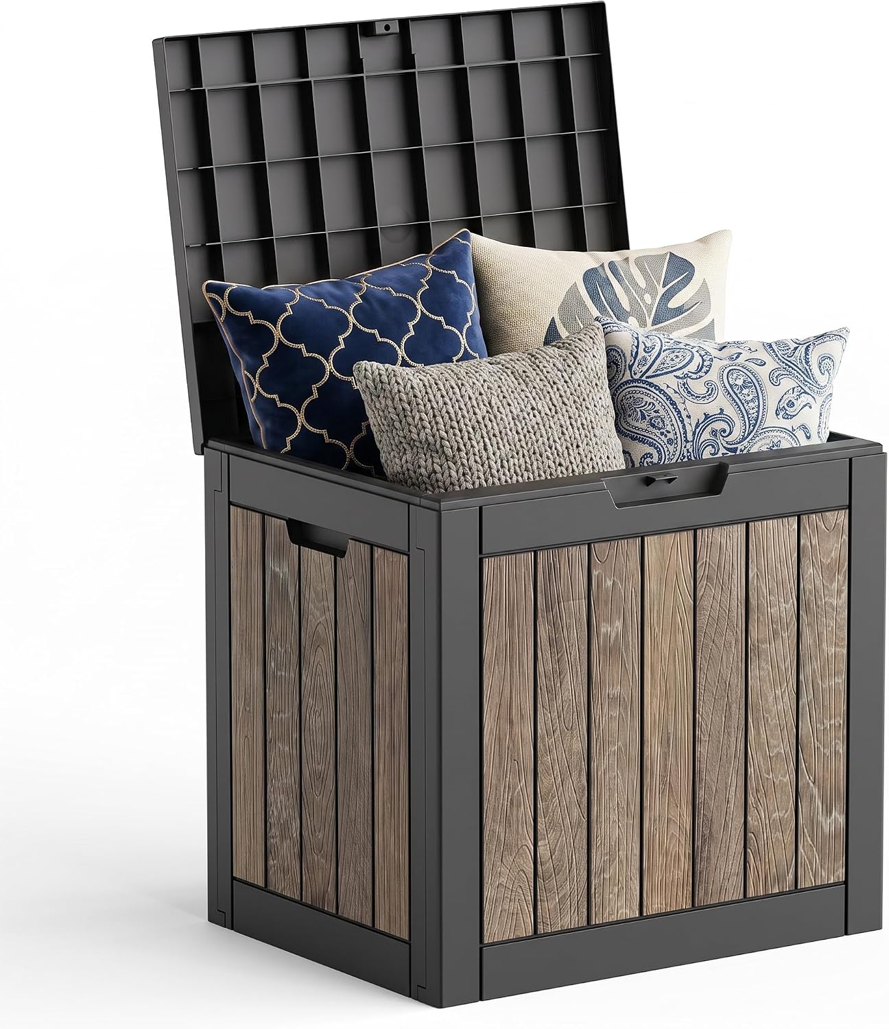 Detalle de MAIUSCOLI 3256 40-Gallon Resin Deck Box, Lockable Waterproof Outdoor Storage