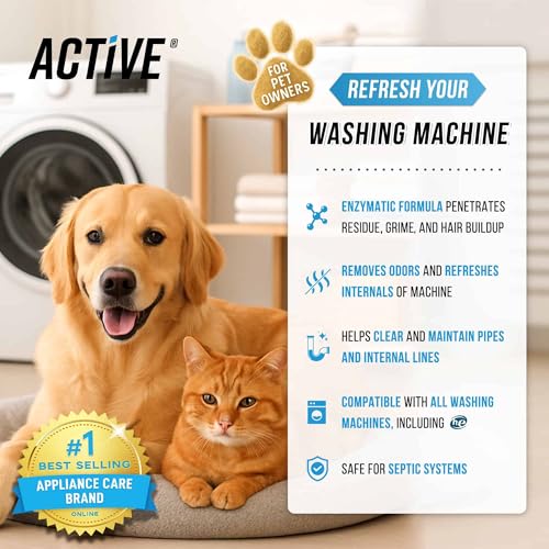 Detalle de ACTIVE Pet Owner Enzymatic Washing Machine Cleaner (24 Tablets) — 5-in-1 Deep Clean for Cat & Dog Hair, Odor, and Residue