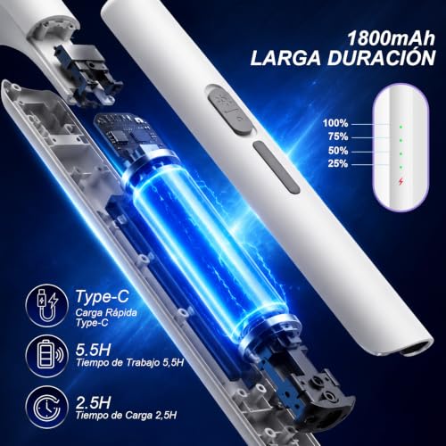 Detalle de Toolviann Raqueta Matamoscas Eléctrica 2 en 1 4000V, USB-C y 1800 mAh