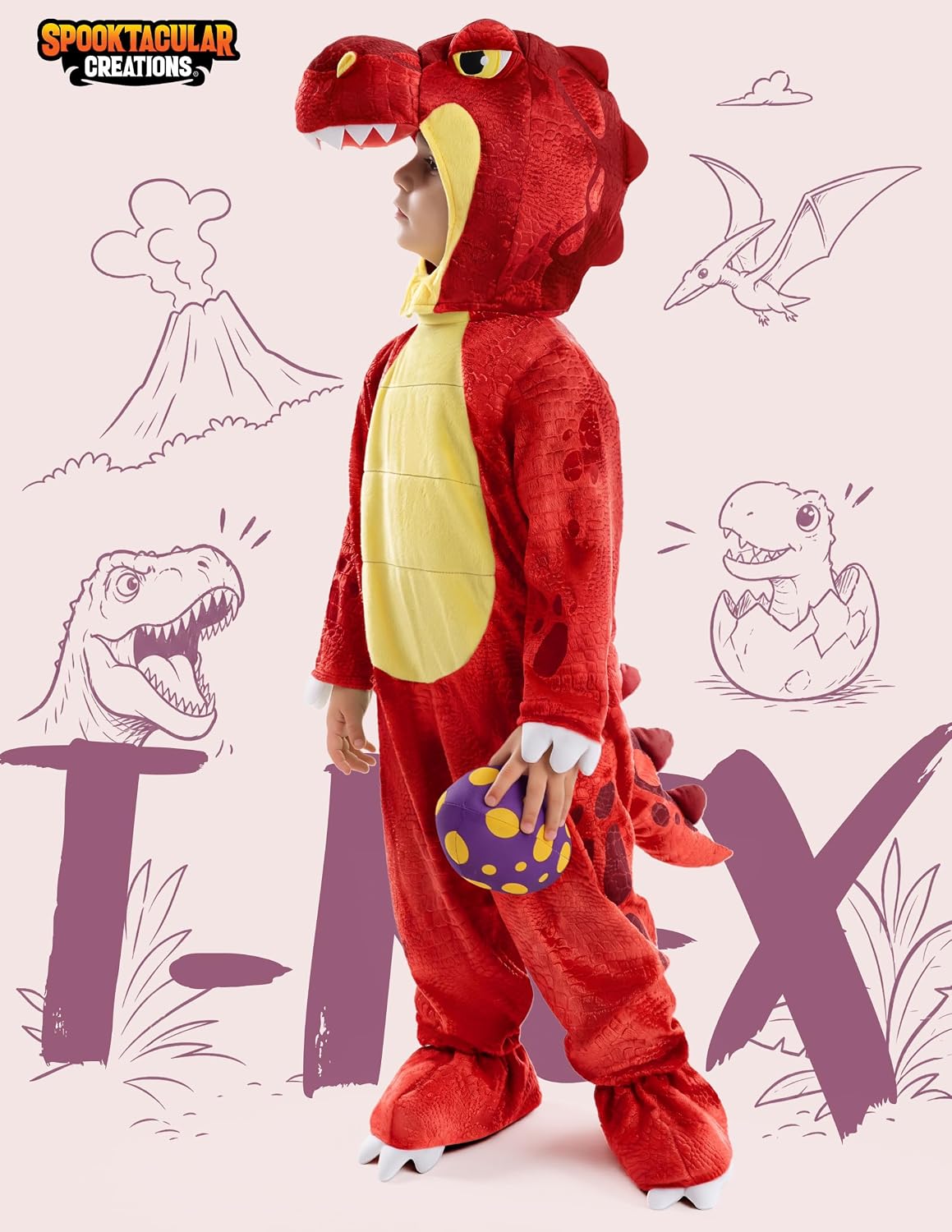 Detalle de Spooktacular Creations Kids' Dinosaur Costume, Polyester