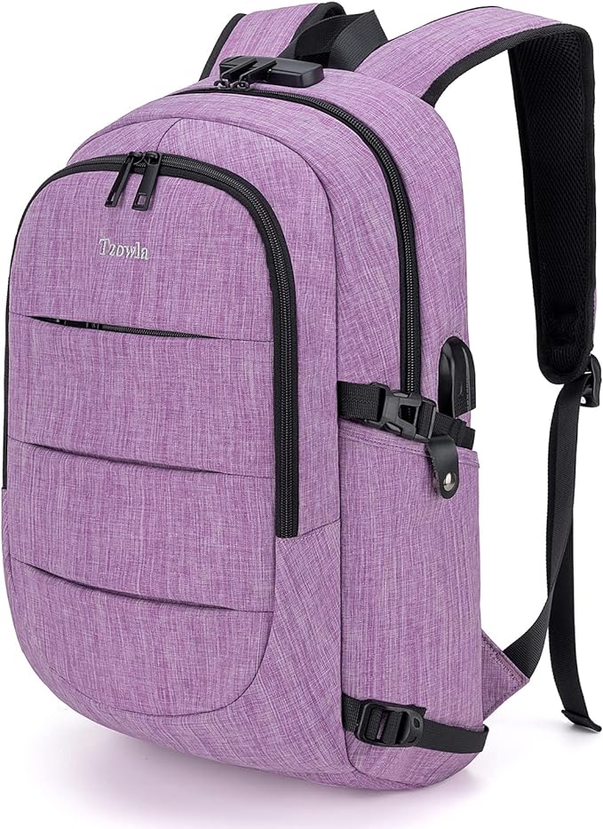 Imagen de Tzowla Mochila Antirrobo con Puerto USB, 15.6", Morado en OfertitasTOP