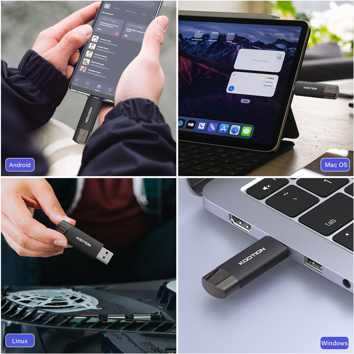 Thumbnail 3 de KOOTION USB Stick 256GB USB-C OTG 3.0 2-in-1 Speicherstick – 256 Gbyte für PC/Laptop und Typ-C Geräte