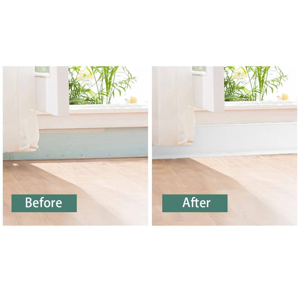 Detalle de Zayejod PVC Self-Adhesive Skirting Board Trim, White, 5 m x 10 cm