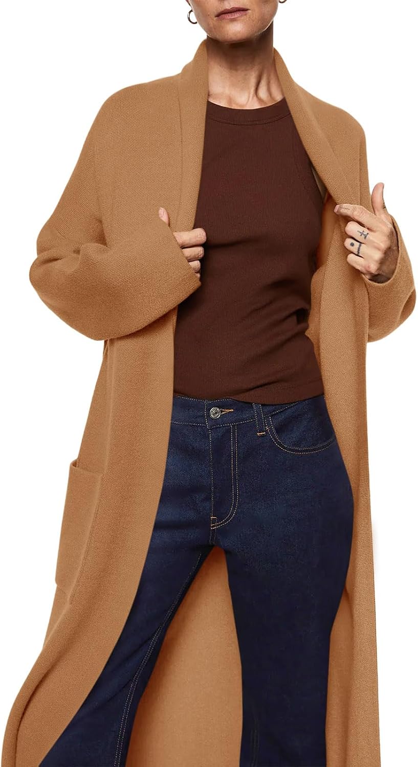 Detalle 2 de Womens Long Sleeve Maxi Cardigan Oversized Knitted Sweater Coat
