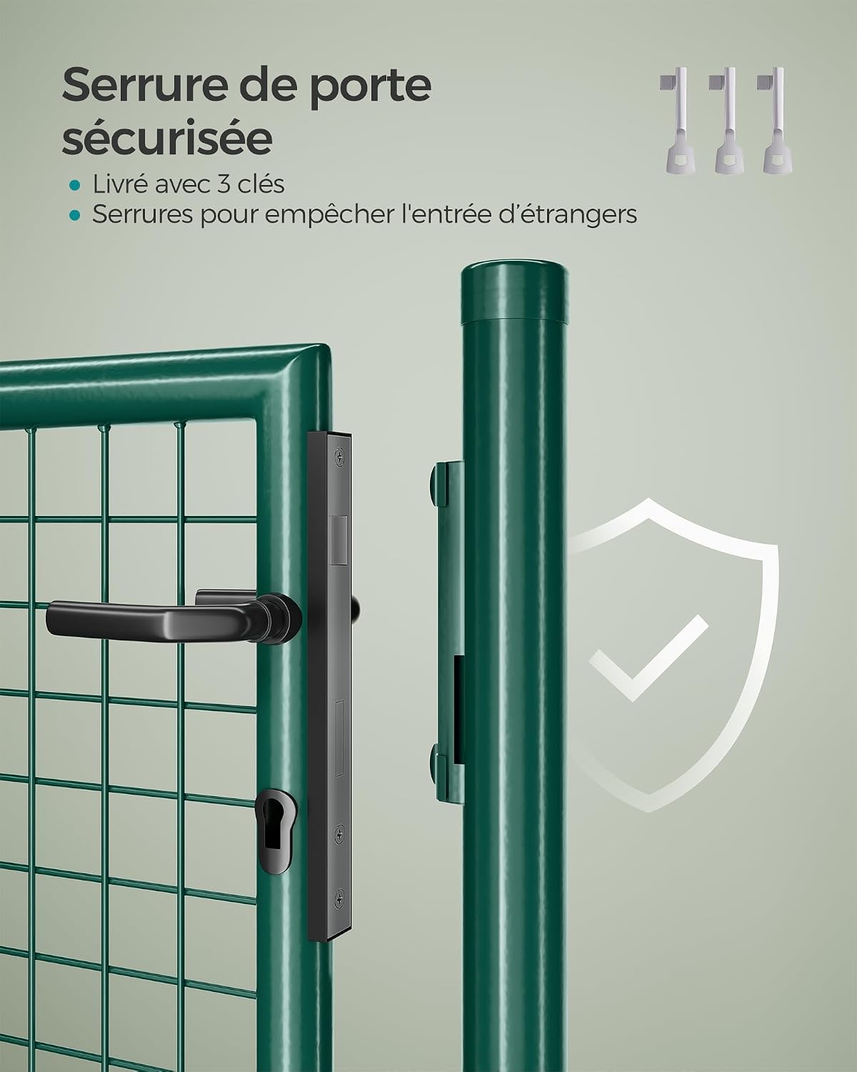 Detalle 2 de SONGMICS GGD150G01 Portillon jardin 106 x 100 cm