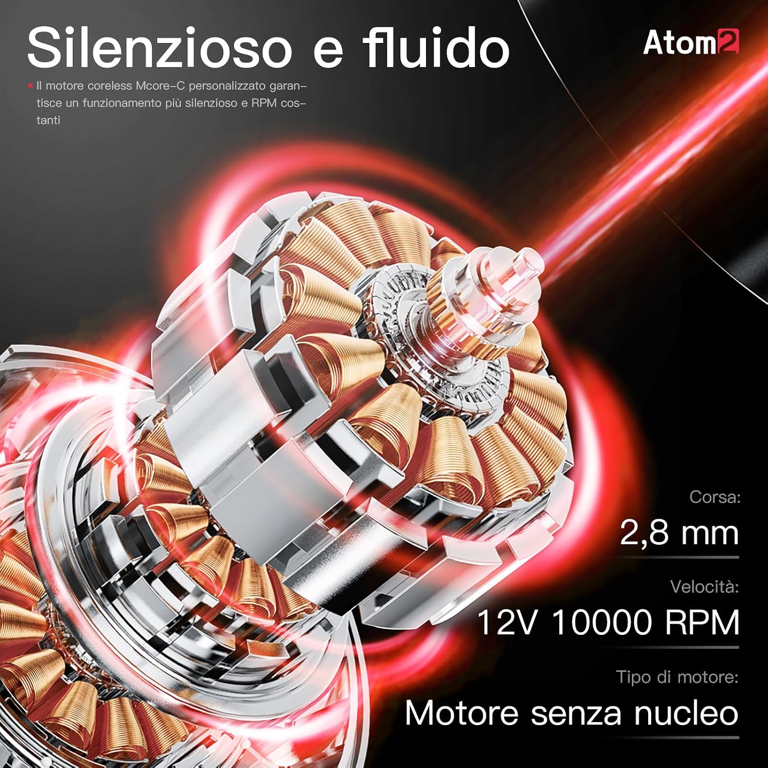 Detalle de Dragonhawk Atom2 Wireless Tattoo Machine penna per tatuaggi con display e modalità