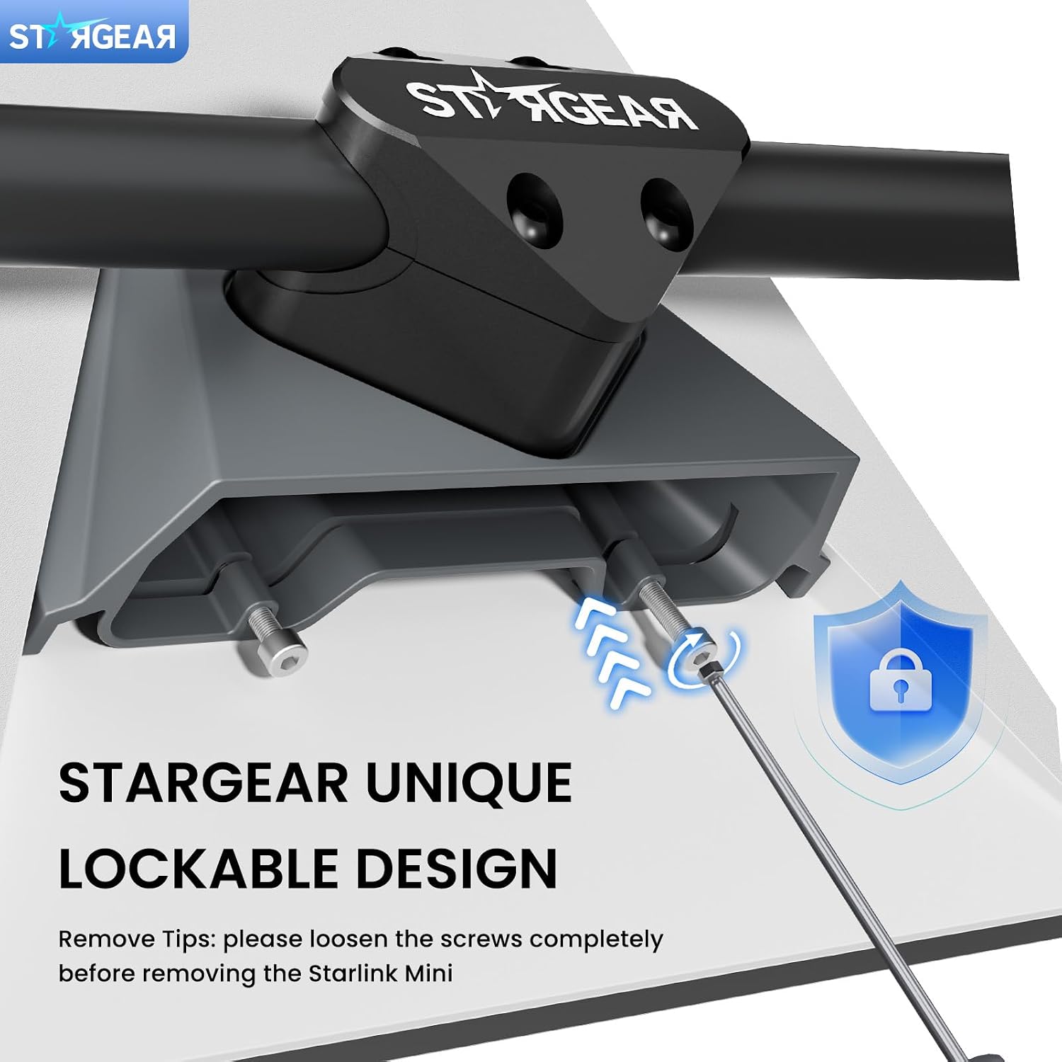 Detalle 2 de STARGEAR Starlink Mini Mount (Anti-Theft Tube Clamp) for Round Rails 7/8 in, 1 in, and 1.25 in