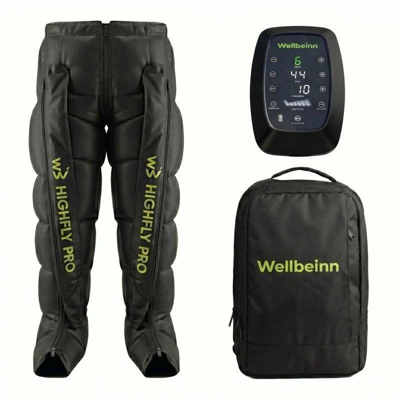 Detalle de Wellbeinn Highfly Pro: botas de presoterapia de 6 cámaras ajustables 30–260 mmHg