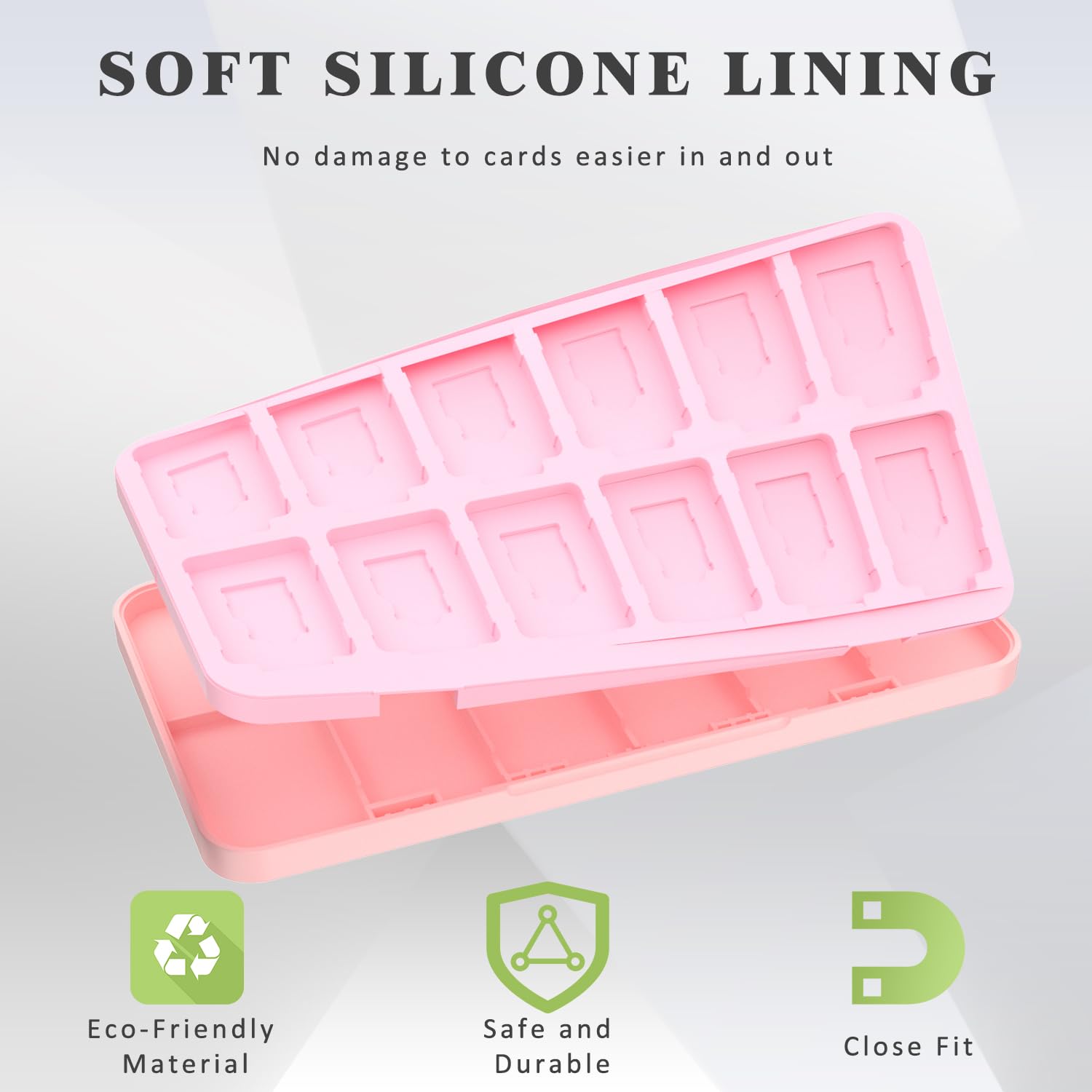 Thumbnail 2 de PURBHE Switch Game Case (Pink) for Nintendo Switch 1 & 2 with 24 Cartridge + 24 Micro SD Slots