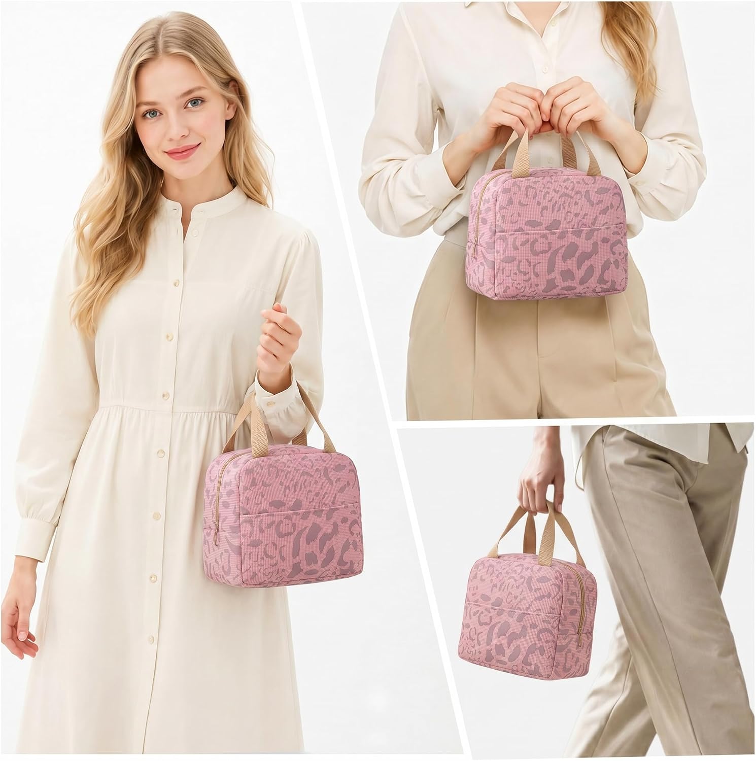 Thumbnail 4 de Arae Lunch Bag Women Men - Reusable Leakproof Cooler Tote, 4L Insulated Lunchbox in Ink Pattern Pink
