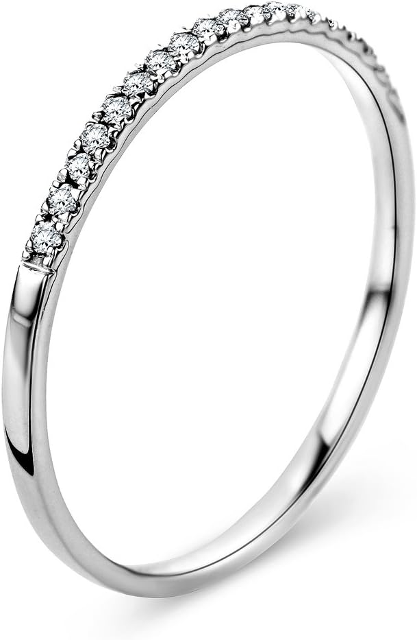 Detalle de OROVI Anello Donna 9Kt Oro Bianco con Diamanti – Eleganza fatta a mano
